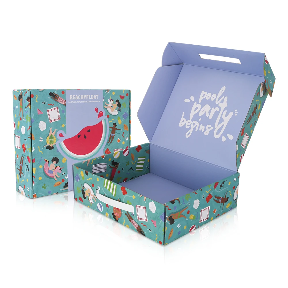 Custom logo printed flat pack folding die cut gift box