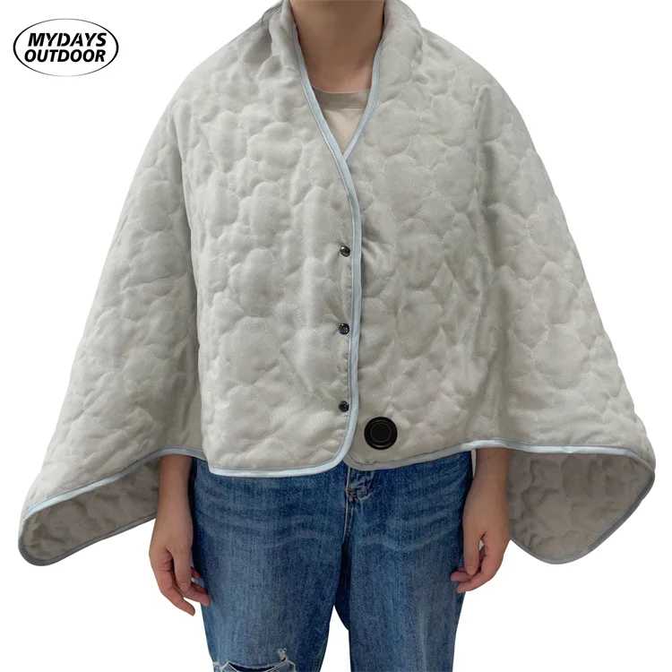 Mydays Tech Lightweight Portable Cordless Super Cozy Soft Comfortable 3 Heating Levels Heated Wearable Shawl Camping Blankets