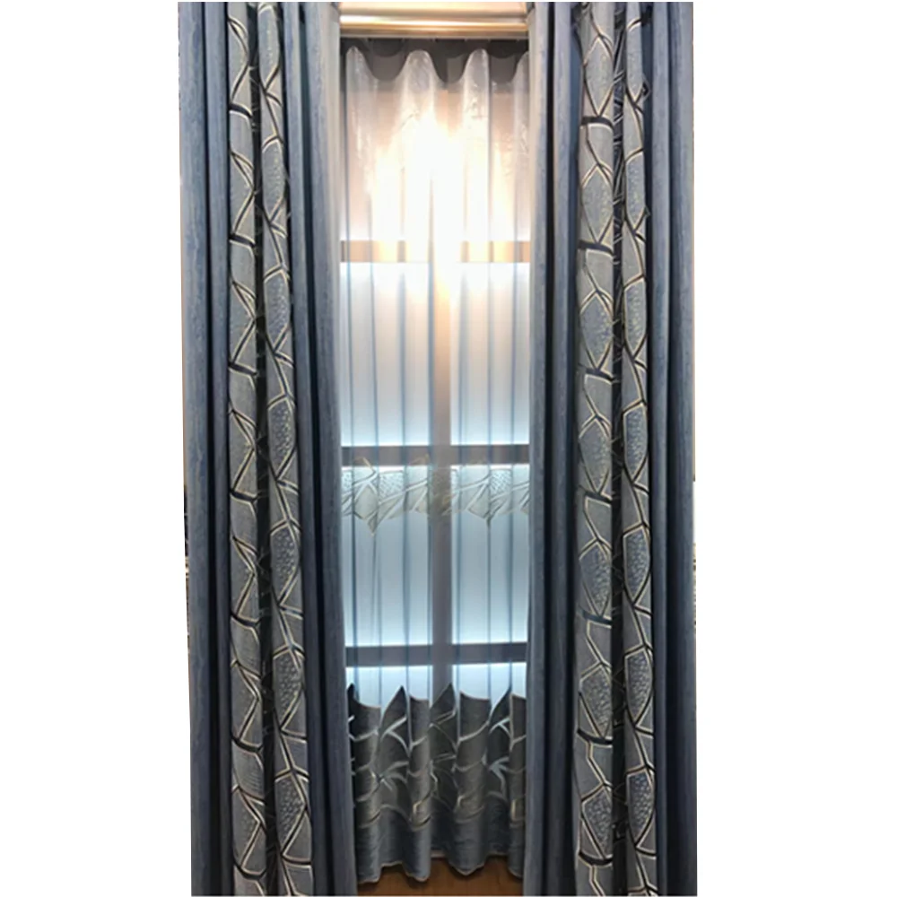 2023 hot selling Grey Modern Blackout Hollow-out Laser Embroidery Customized Window Curtains for Living room Bedroom