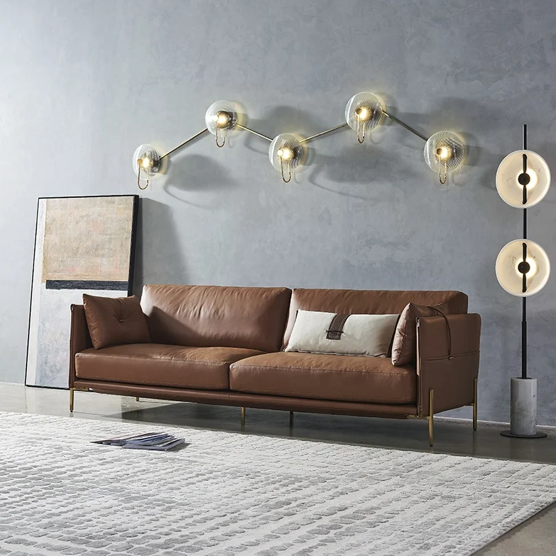 Premium fashion simple comfortable lather most upolstered smart cane office sofa set furniture