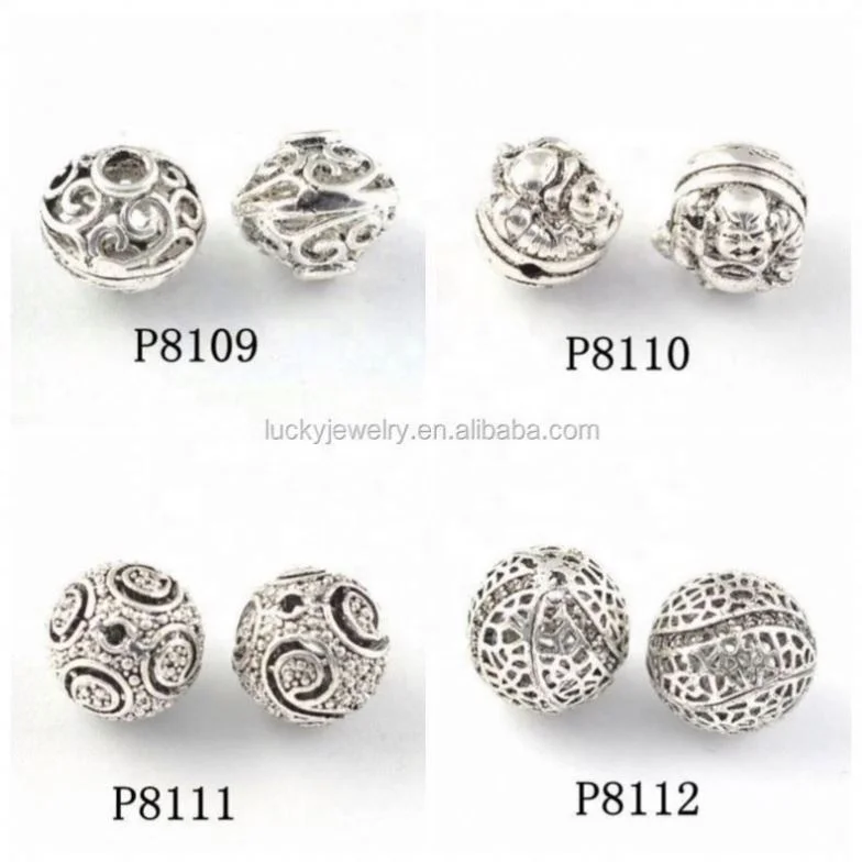 DIY Jewelry Accessory Metal Silver Flower Slider Beads For Bracelet And Pendant