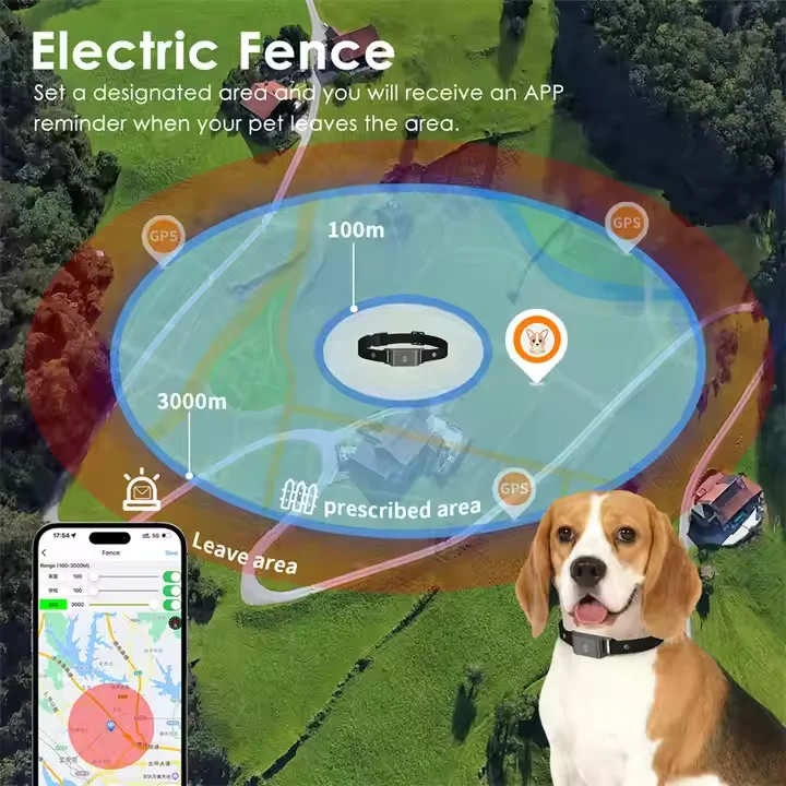 C09 Portable 4G GPS Tracker Collar for Dogs and Cats Small Size Wireless Electronic Fence Waterproof Animal Tracking Device