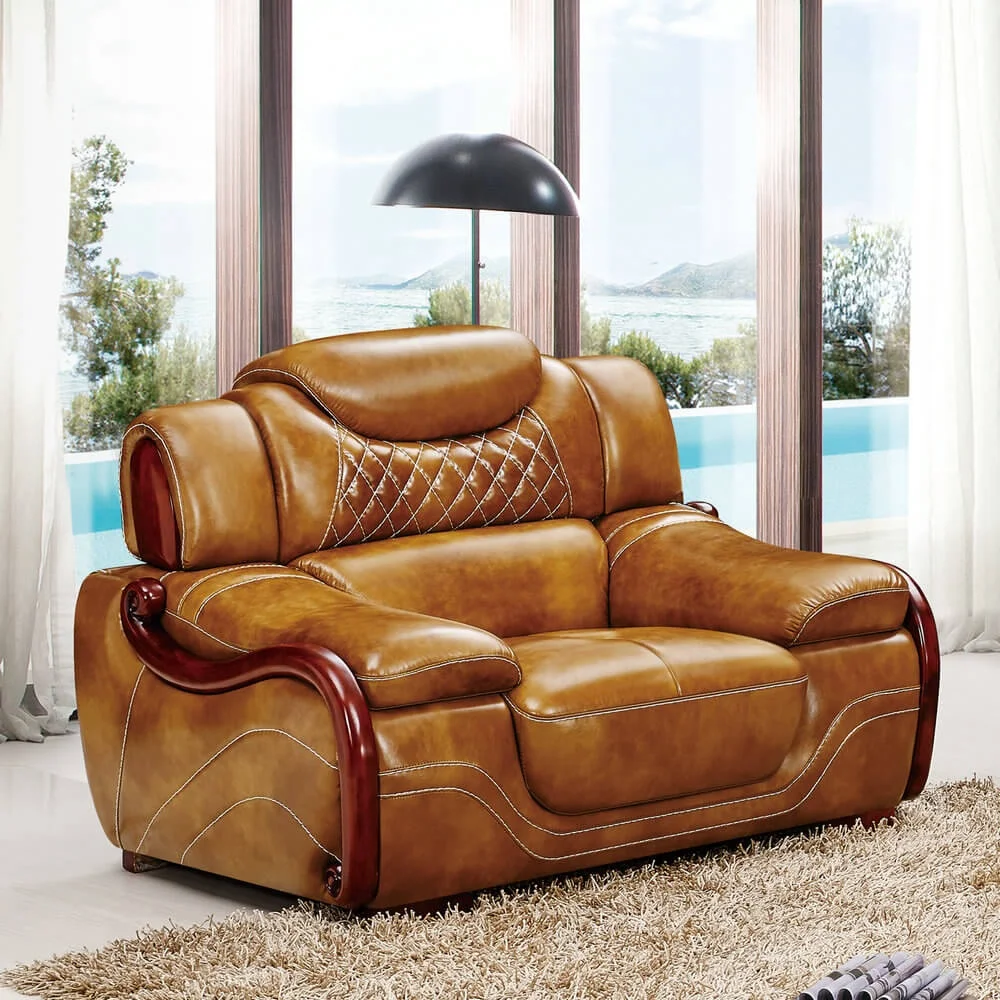 
Hot sell model Africa home furniture couch genuine leather sofa 