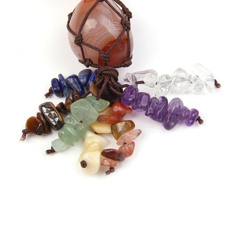 Natural healing crystal stone seven chakras pendent tree of life car hanging decorations