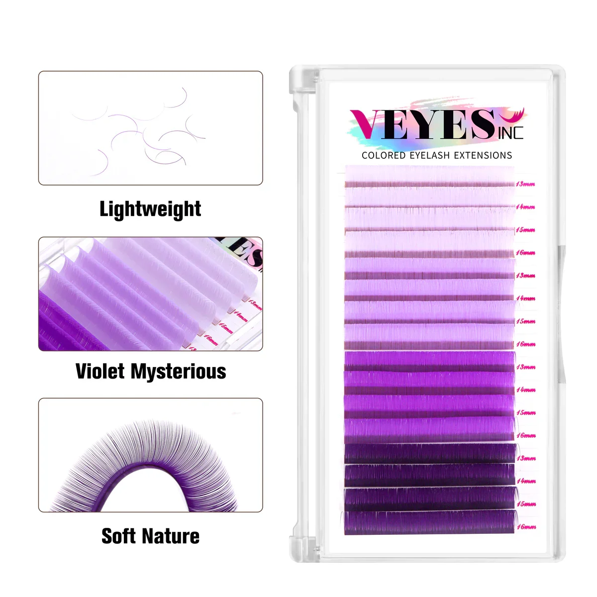 VEYES New Soft Korean PBT fiber Brown Color Lashes Trays Dark Brown volume Lashes Extensions 0.03 0.05 0.07 Russian Volume Mega