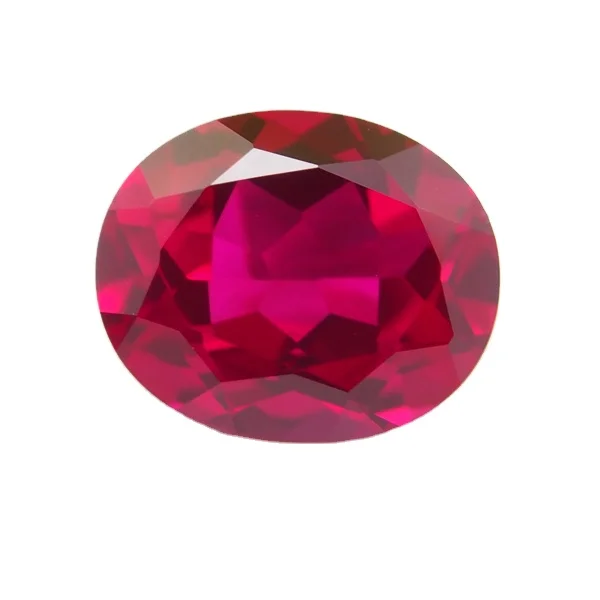 Wuzhou 6A Quality Oval Cut Synthetic Ruby Corundum Gemstone Dark Red Ruby