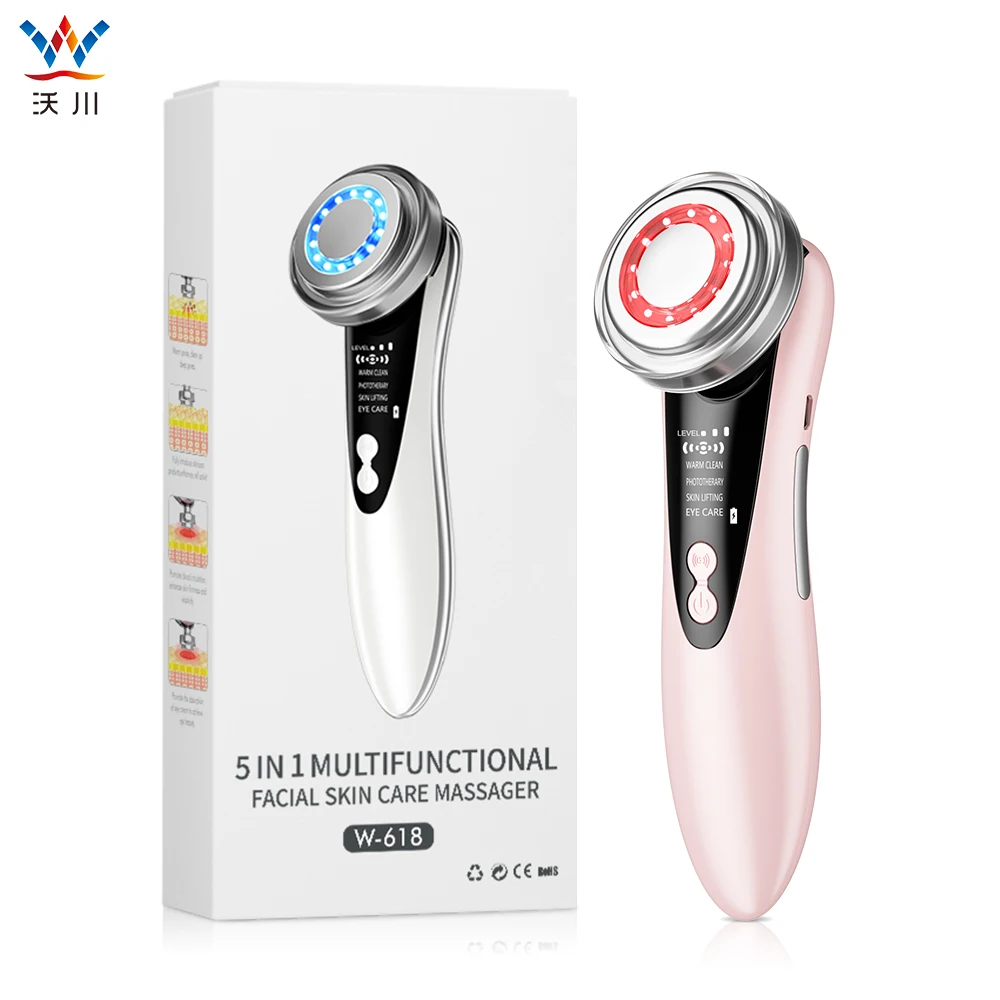 Wochuan Face Neck Eye Care Skin Lifting Heat Red Blue Led Light Therapy Wrinkle Remover Acne Treatment Home Use Beauty Equipment