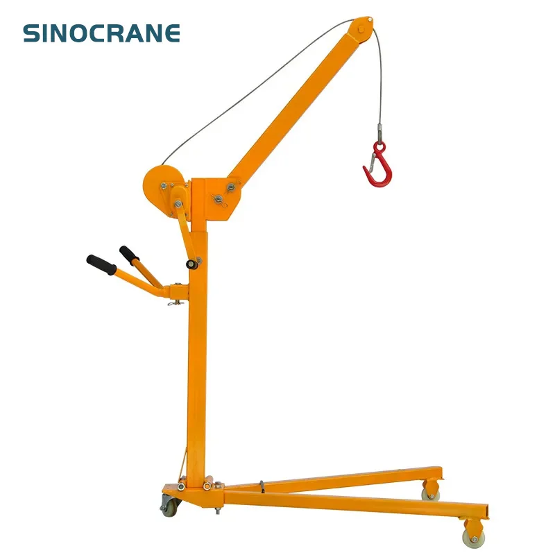 Mobile Portable 200kg Folding Hoist Manual Lifting Car Crane Hand Crank Small Floor Crane Lifting Machine Loading Outdoor Hand