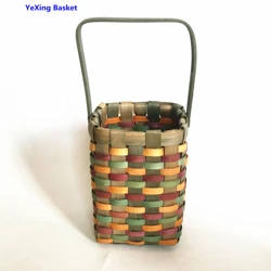 Hot sale colorful hand woven eco friendly chipwood basket with handle