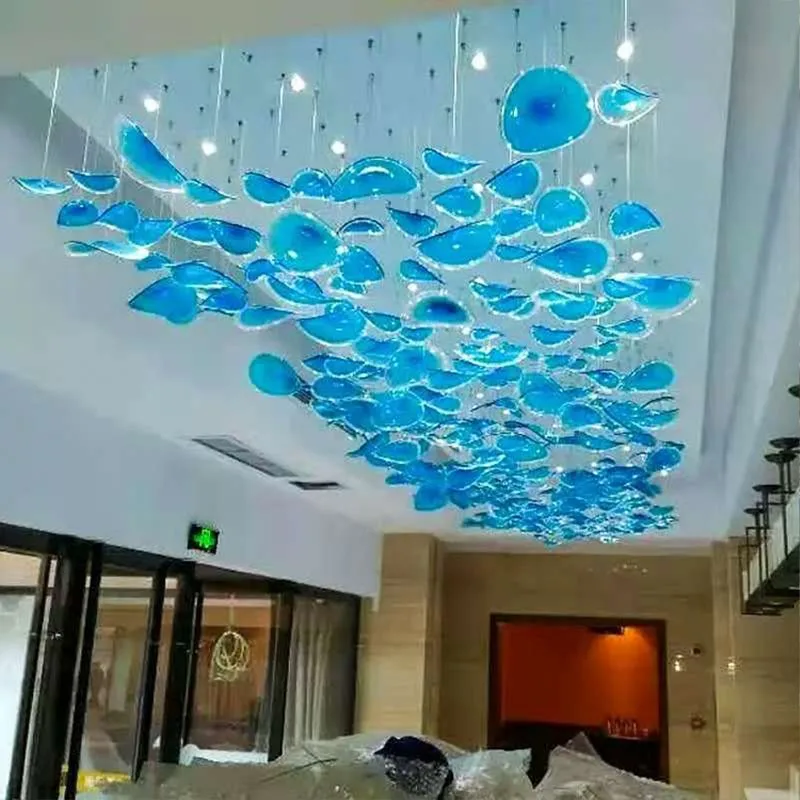Custom Crystal Glass Chandeliers Villa Staircase Decoration Lightings Modern Design Indoor Engineering Lighting Fixtures
