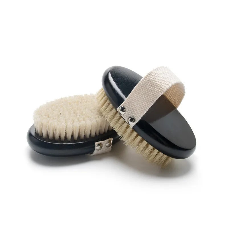 Factory Wholesale Black 100% Natural Vegan Sisal Bristle Exfoliating Brush Bamboo Wooden Handle Shower Dry Body Bath Brush