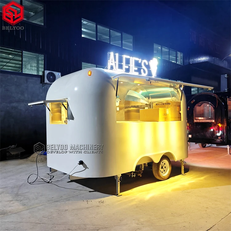 Belyoo New Design Food Truck Custom Airstream Food Trailer with Fully Equipped Mobile Kitchen for Sale