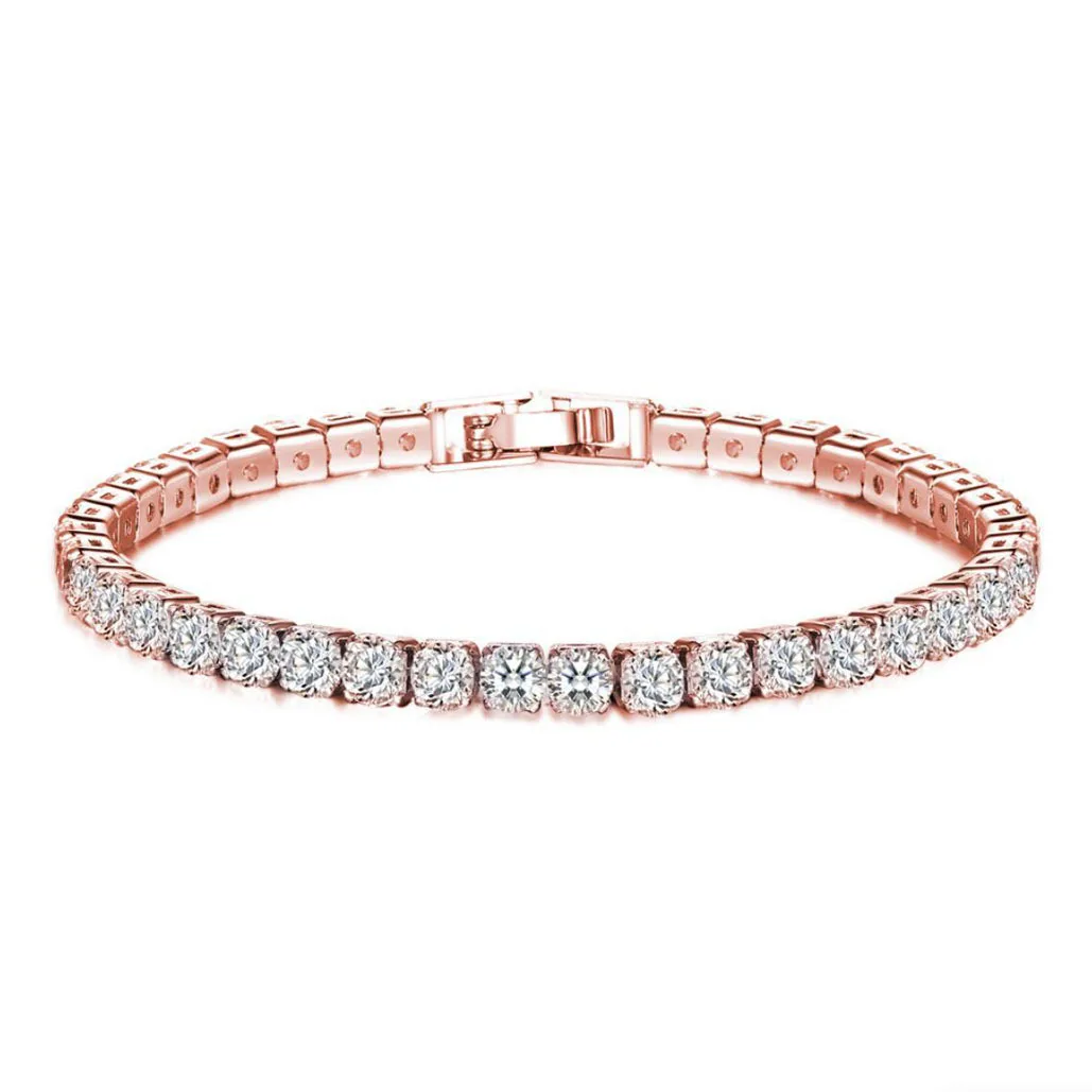 Hip Hop CZ Tennis Bracelet Silver Gold Rose Gold Plated Iced Out Cubic Zircon Ankle Bracelet for Women