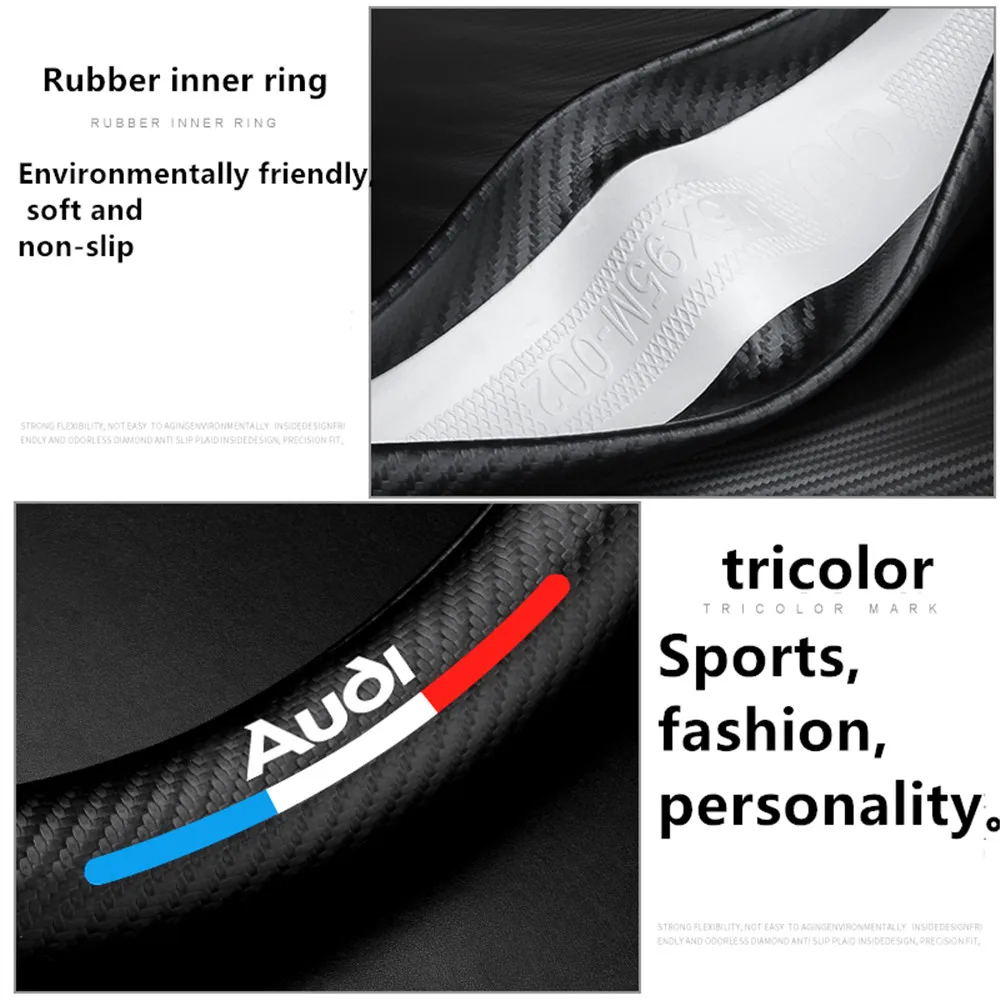 Suitable for  luxury Car Accessories  Leather Embossed Comfortable Touch Car Steering Wheel Cover for Four Seasons