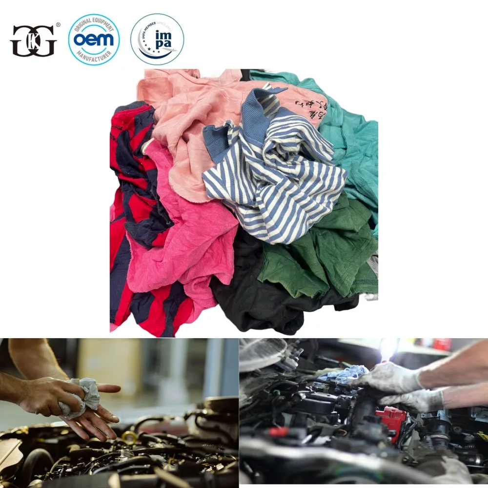 GGK Industrial Wiping Rags used recycled color cotton White Cleaning clothes waste mixed T-shirt rag