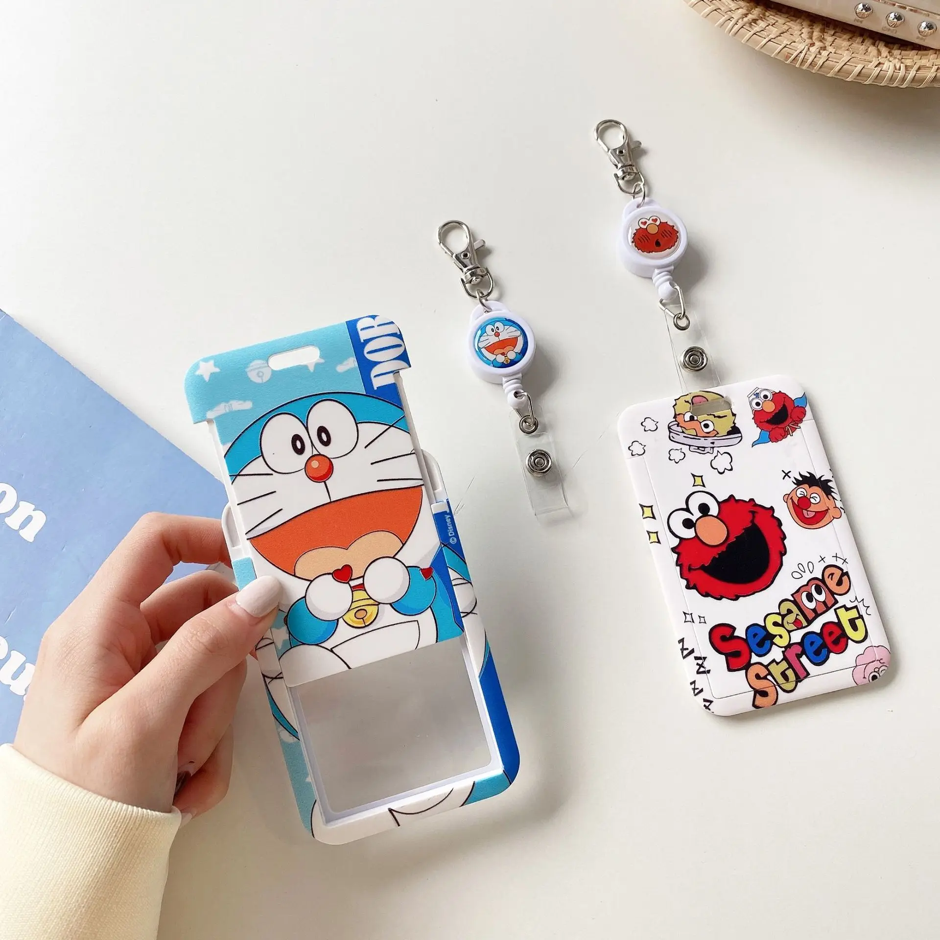 65 Mixed Luffy Anime Girls Designer Card Holder Student ID card holder luxury Cartoon Lilo Boojiboo ABS Meal Case keychain