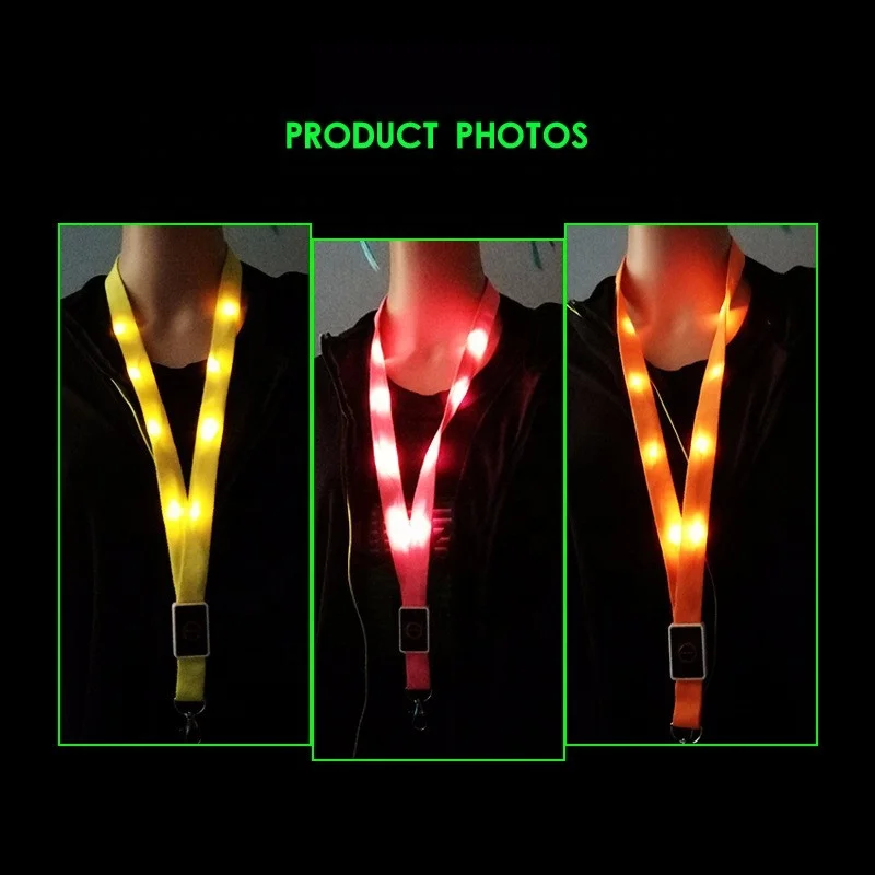 Purple Lanyards Wholesale LED Lanyard Flashing Cheap Price Hot Sale Opp Bag UV Printing nylon Phone Lanyard Acceptable