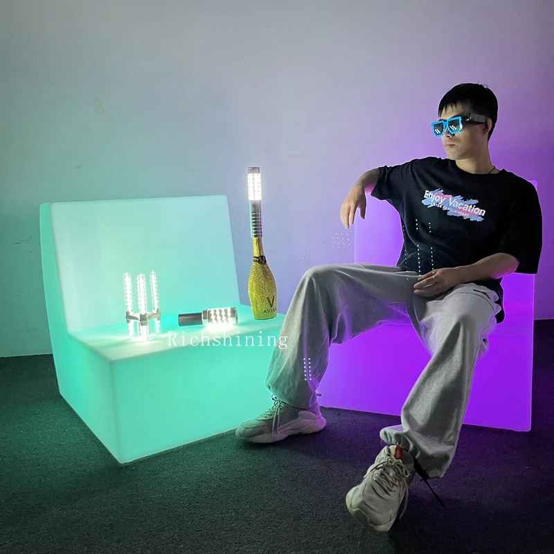 RICHSHINING Plastic Material Furnishing Rechargeable Right Angle Sofa Corner Sofa Bar Furniture For Nightclub/ KTV/Night Club