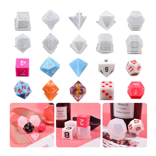 DLR313 Factory custom wholesale DND Gamer Dice silicone dice mold for resin crafts DIY