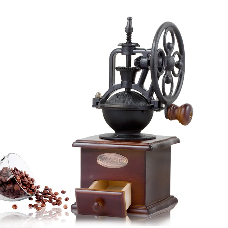 Wind Wheels Retro Hand Bean Grinder Portable Adjustable Coffee Grinder Mini Manual Coffee Maker for Home Use