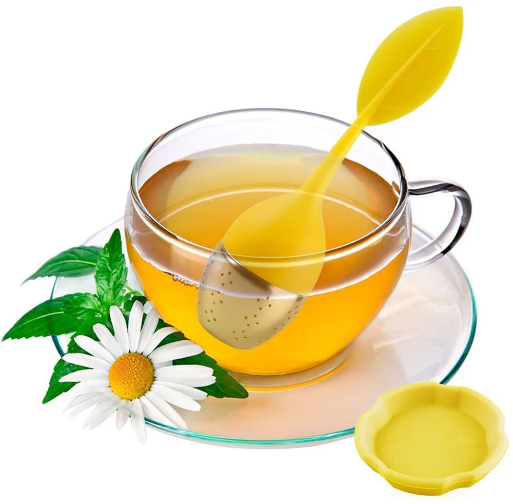 Reusable  Stainless Steel Loose Leaf Silicone Tea Infuser with Drip Tray