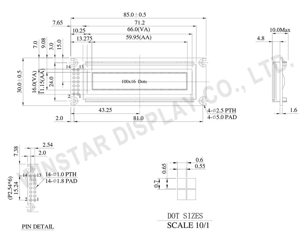 Монохромный OLED-дисплей 100x16 ЖК-модуль 2 4 дюйма