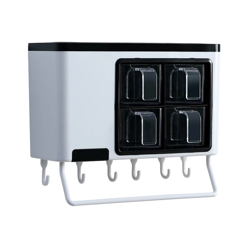 Kitchen multifunctional Wall-mounted seasoning box chopsticks knife storage rack double plastic seasoning storage box