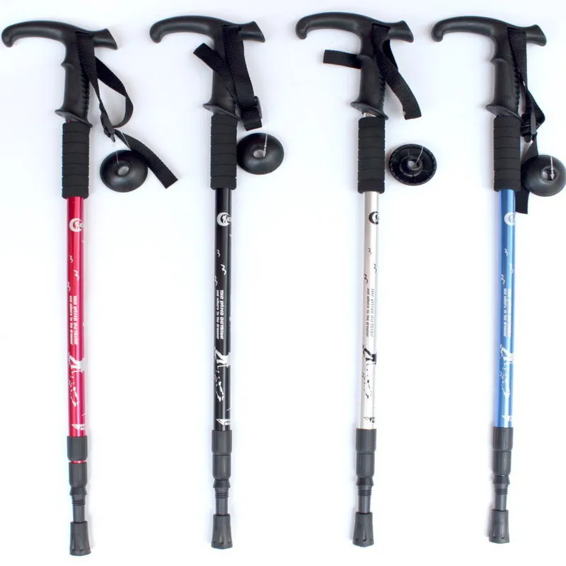 Adjustable Alpenstock Walking Stick Anti-skid Telescopic aluminum Hiking Stick lightweight mountaineering cane Trekking poles