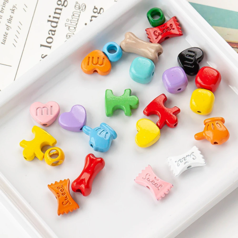 Macaron heart bone bead DIY handmade jewelry bracelet necklace mobile phone chain pendant for jewelry making phone strap beads