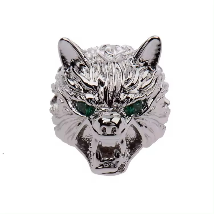 Fashion Glamour Punk Wolf Head CZ Pave Zircon Pendant Bracelet Animal Beads Charms Opp Bag Jewelry Findings Components Accessory