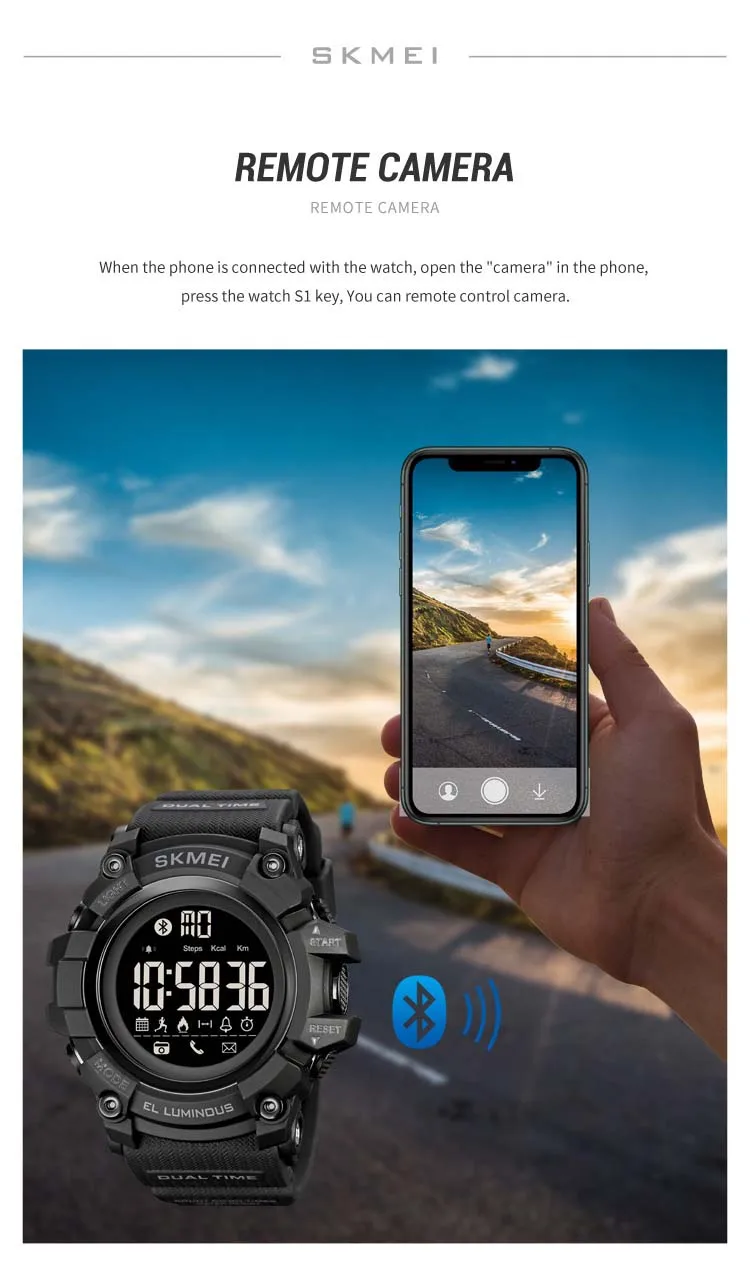 SKMEI 2053 fashion super black mens smart watch latest Silicone band bluetooth step counting running sports watch supplier