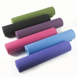 Customized Printing Yoga Mat Single color Tpe Yoga Mat For Fitness,Eco friendly 6mm  Yoga Mat Fitness Sport Tool