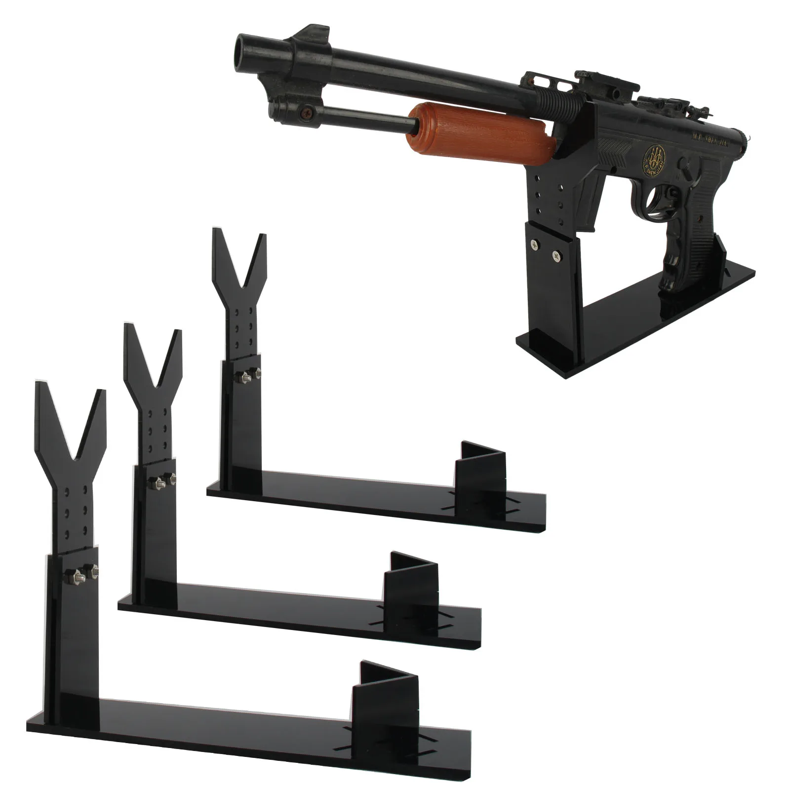 Factory Wholesale Acrylic Display Stand General Gun Holder 5 Gears Adjustable Clear Acrylic Short Gun Model Showing Rack