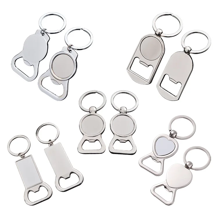 Custom Logo Stainless Steel Epoxy Sublimation Key Chain Bottle Opener Custom Beer Metal Keyring Bottle Opener Keychain With Logo