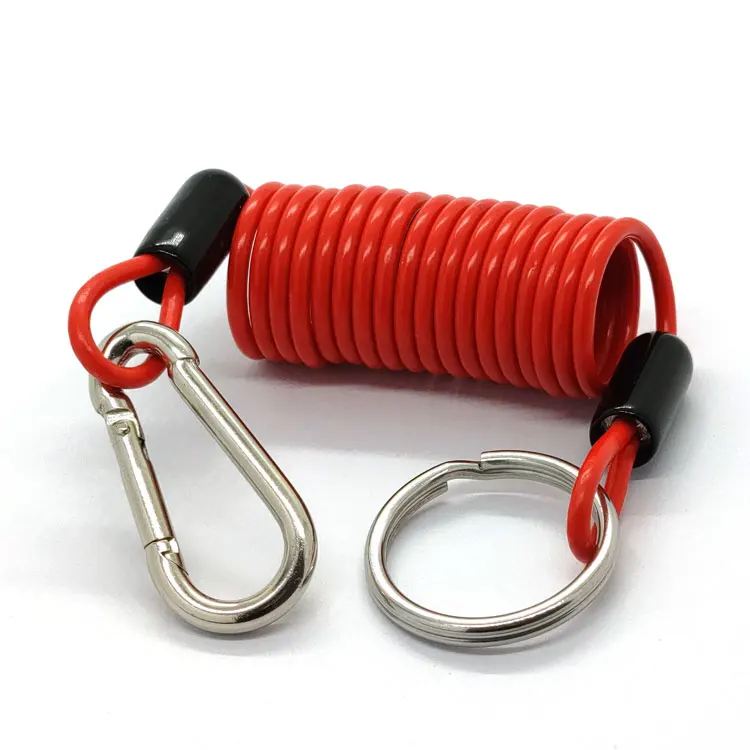 Scuba Diving Stainless Steel Spring Coil Lanyard Reef Hook Anti Lost Spring Coil Lanyard Emergency Tool with Quick Release