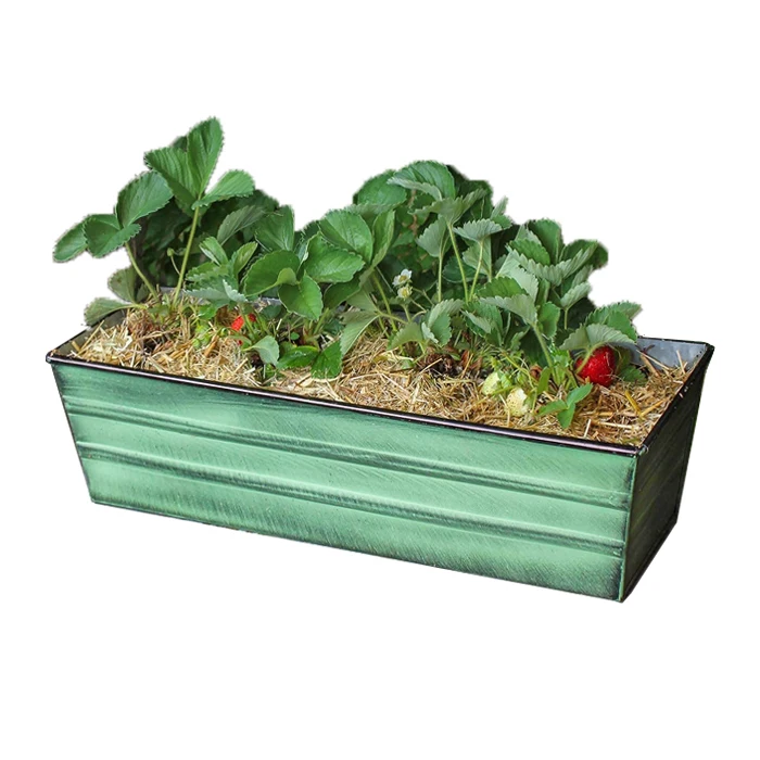 Galvanized zinc rectangle box planter flower pots deep tray bucket plant stand