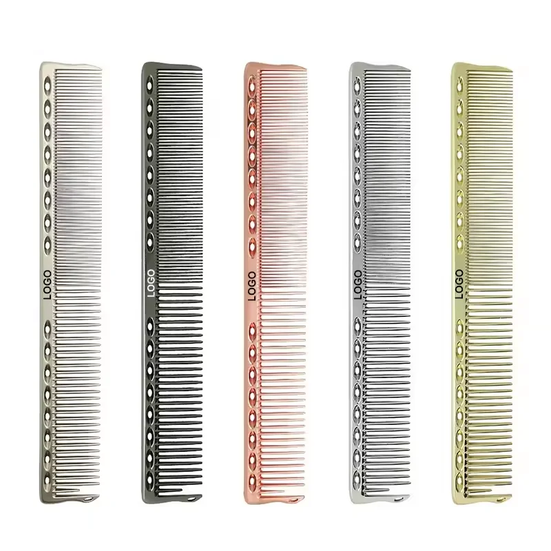 Long and Short Heat Resistant Salon Barber Aluminum Metal Hairdressing Haircut Comb For Hair Styling