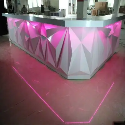 Coffee Shop Bar Counters Led Marble Stone Bar Furniture Stools Restaurant Hotel Bar Counter White