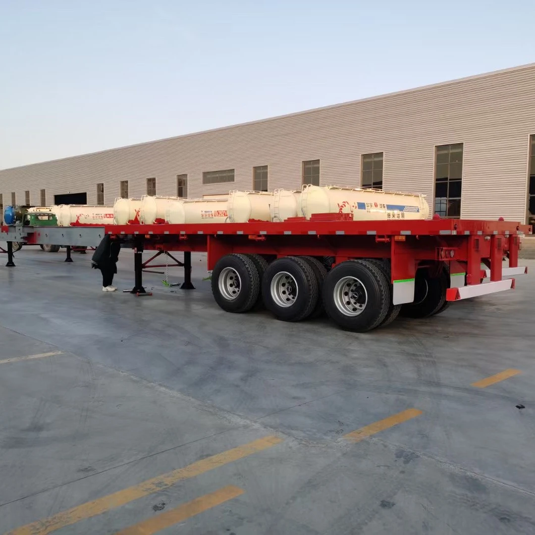 China Cement Bag Sand Bag Flour Bag Transportation  Mechanical suspension 3Axle 4Axle 40Ton 80Ton Flatbed Semi Trailer
