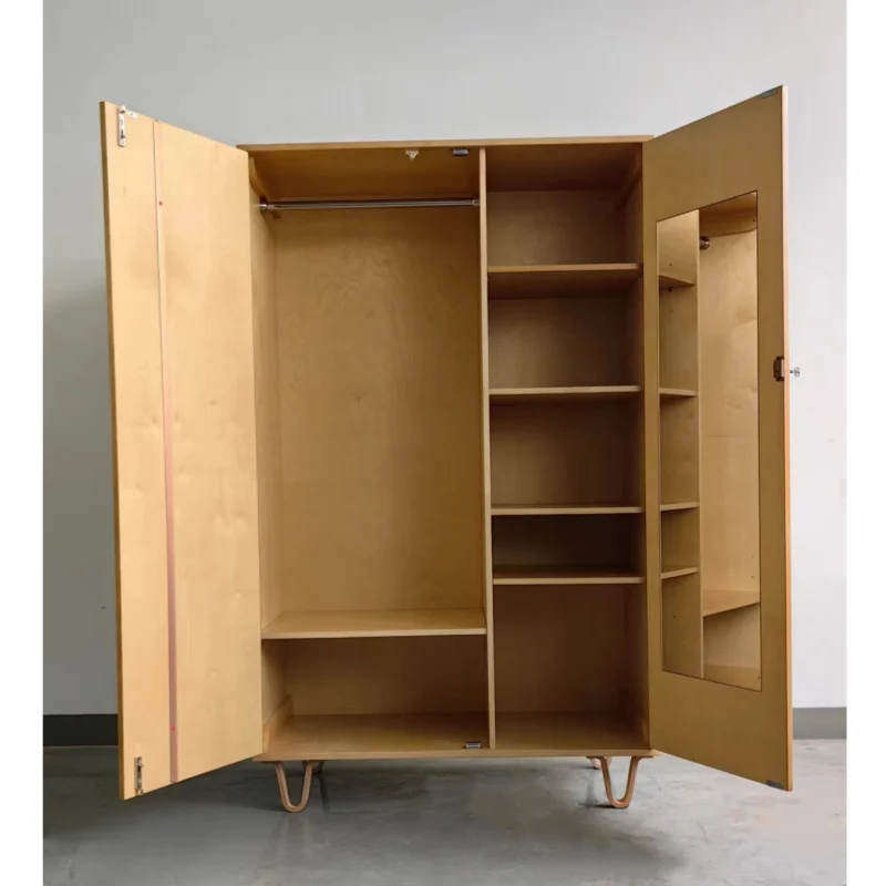 Modern Wooden Wardrobes in Wood Bedroom Wardrobe 2 doors and drawers mirror Wardrobes Closet Armoire Bedroom Furniture