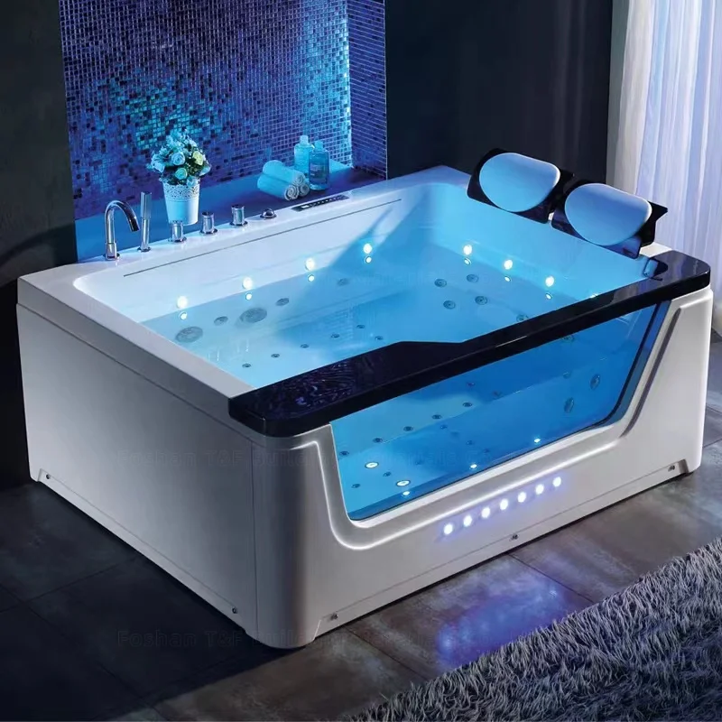2 Person Luxury Hot Spa Bath Tub Whirlpool Acrylic Freestanding Waterfall Massage Bathtub With Jet