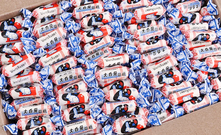 White rabbit plain, yogurt, chocolate milk candy nostalgic ready-to-eat snacks