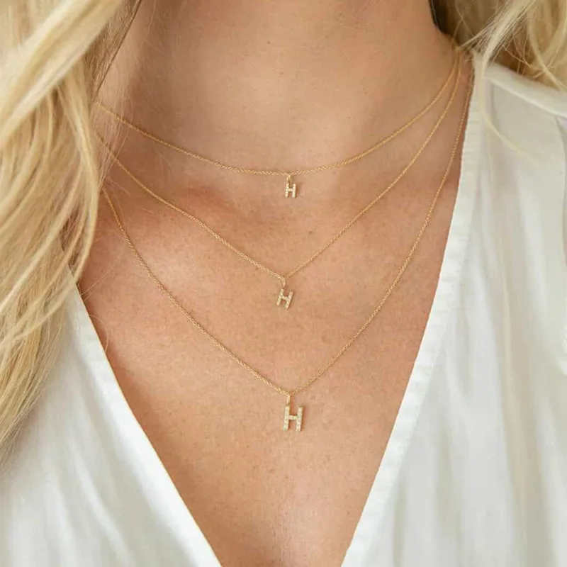 A2037 high quality 18k gold stainless steel charm initial letter charm pendant cz crystal micro pave charm for diy jewelry