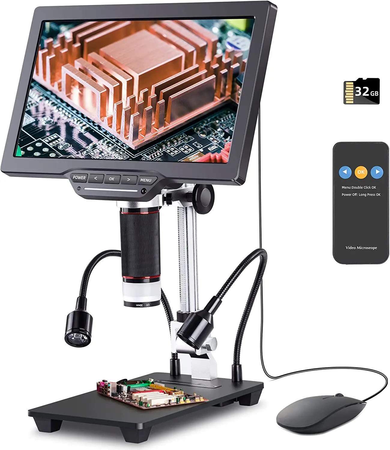 Tesihan Portable 10.1 LCD electron WiFi USB Digital Microscope mouse control Infrared remote Touch LED Brightness big Microscope