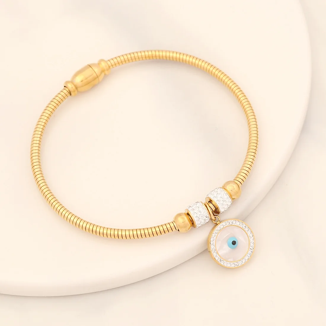 14k Gold Plated Snake Chain Bracelets Magnet Button Stainless Steel Tree Of Life Bracelet Heart Charm Bracelet Wholesale