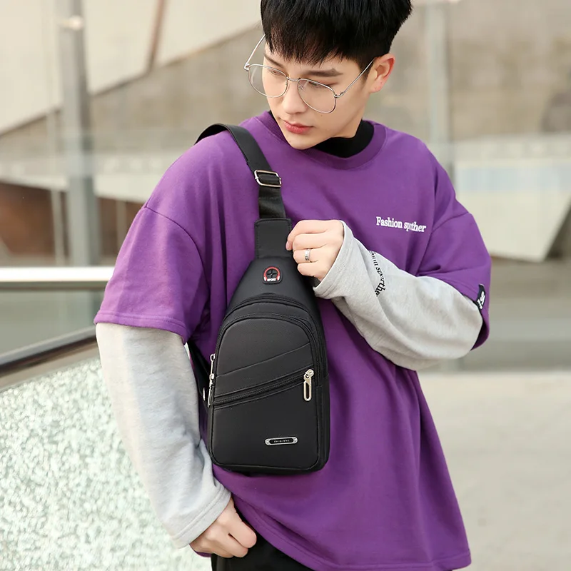 Unisex portable waterproof crossbody bag women black crossbody bag anti theft sling travel chest pack bag