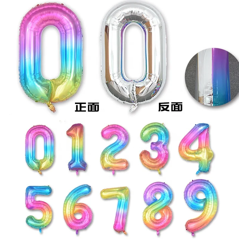 various colors large 40 inches number foil balloon white red rainbow green dark blue  foil helium balloon for happy birthday