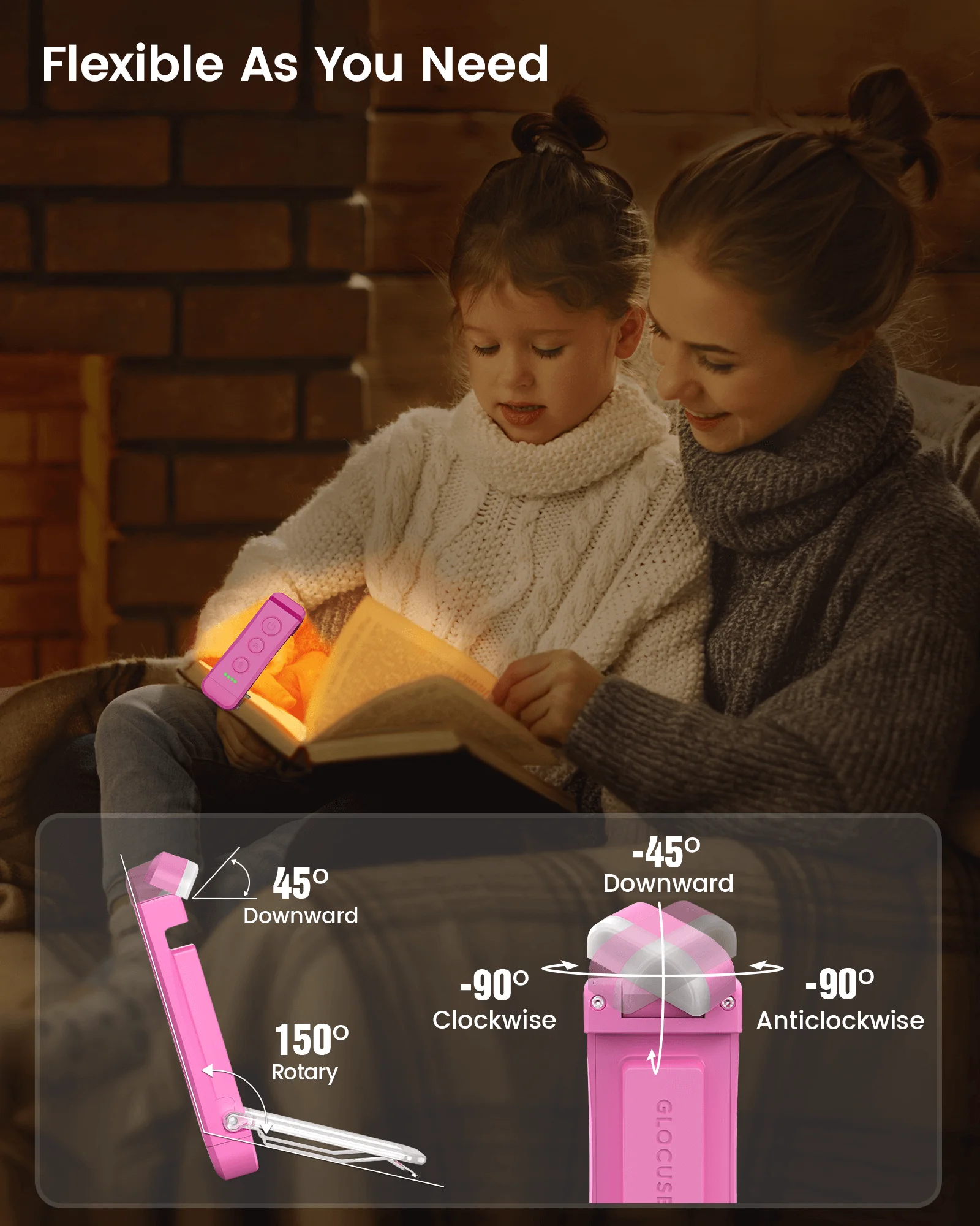 Glocusent High Quality Personal Mini Book Light Rechargeable Wireless Adjustable Reading Lamps Bookmark Light For Reading