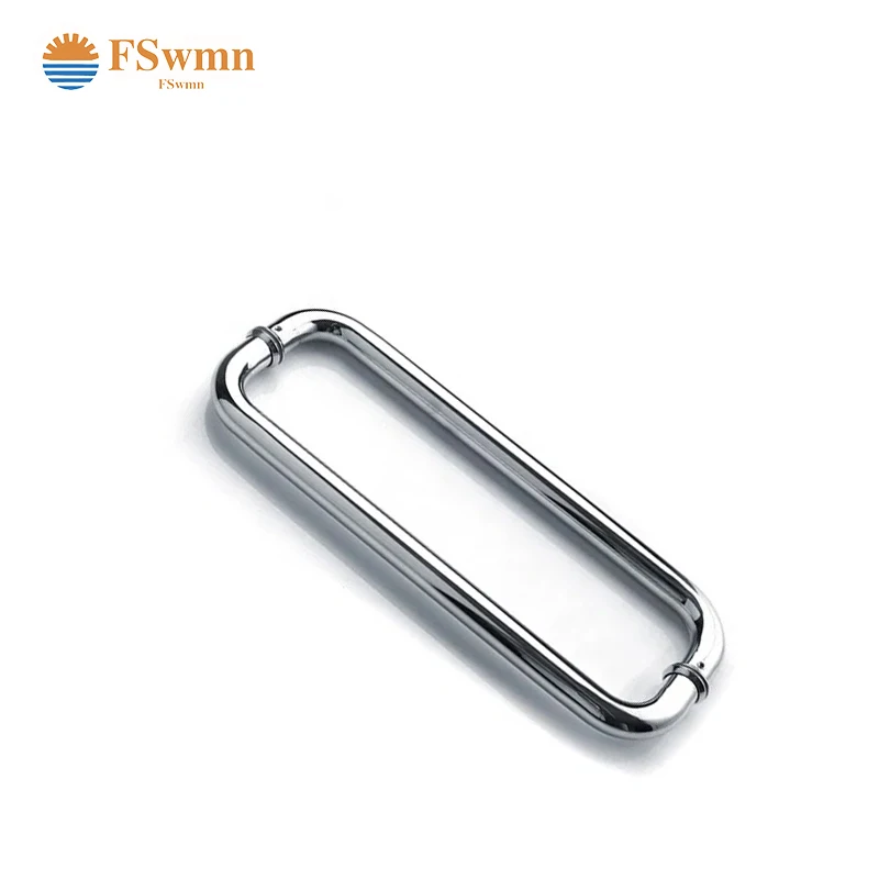 Customized Aluminum Curved Shower Door Handle Shower Sliding Door Hardware Double Sided Round Tube Glass Door Handle