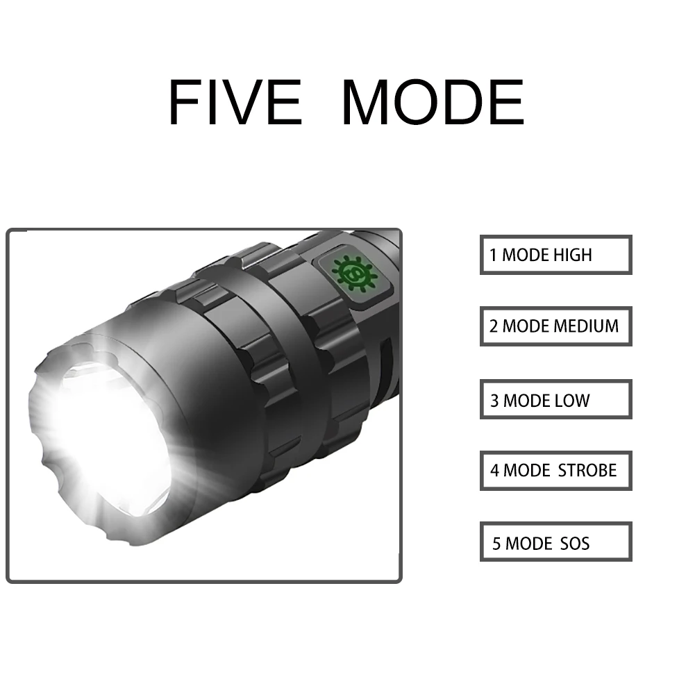 new L2 power Flashlight rechargeable USB Flash Flashlight   with red or green light
